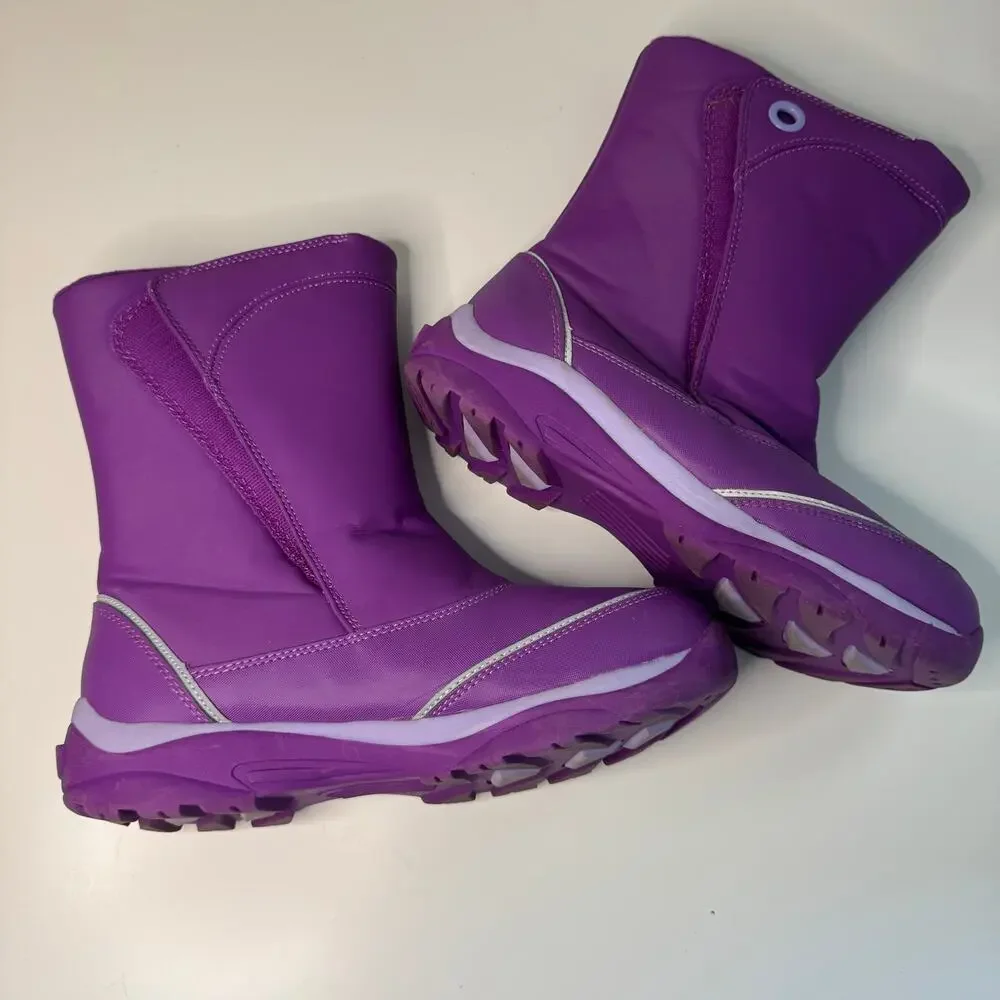 Lands End Girls Purple Waterproof Snow Boots Size 6M Youth Insulated Winter